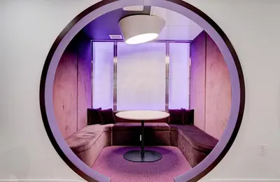 a round mirror with a table and a couch at 227-2500FU DOWNTOWN MIAMI 1 BEDROOM CONDO in Miami