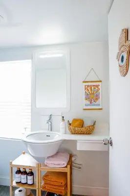 a bathroom with a sink and a mirror at New Nordic Touch Loft, Central Location in Miami
