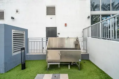 a kitchen on the side of a building at Miami Magic Vibrant 2 Bedroom with Free Parking in Miami