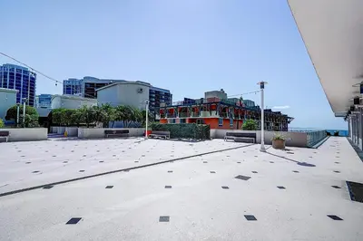 a large parking lot in a city with buildings at Coconut Grove 2 bedroom Apartment Amazing Views Includes Parking in Miami