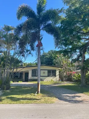 a palm tree in front of a house at Tropical Classic Retro Florida, Private 2 bedroom Suite with Best Location in Fort Lauderdale