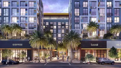 an artist rendering of an apartment complex with palm trees at Kasa Wynwood Miami in Miami
