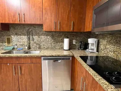 a kitchen with a sink and a dishwasher at Ocean view 1 bedroom in Hollywood in Hollywood
