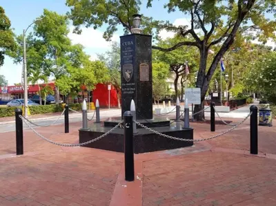 a statue in a park with a chain around it at B5 Best Value on Private Bedroom with Private Bathroom in Little Havana, Miami in Miami