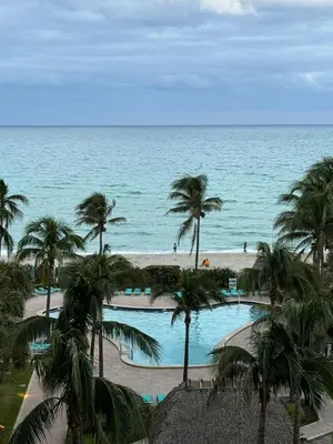 a view of the ocean from the balcony of a resort at Tropical ocean view 1 bedroom in Hollywood