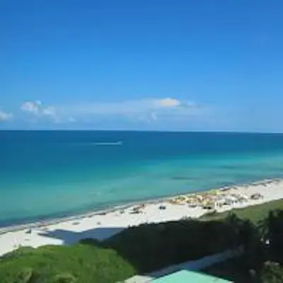 an aerial view of a beach and the ocean at Congress Ocean Drive in Miami Beach