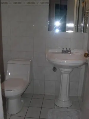 a person taking a picture of a bathroom with a toilet and sink at Beautiful Pavilion in Miami Beach
