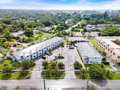 an aerial view of a city with buildings at Biscayne Park Villas 15450 in Miami