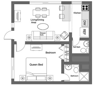 a floor plan of a house at Enchanted Isle Hollywood Beach Resort in Hollywood