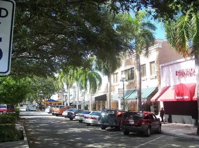 a street with cars parked on the side of the road at Beautiful Tropical Vacation House close to Beach in Hollywood
