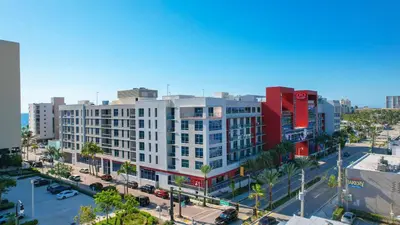 an overhead view of a city street with buildings at Nido del amor in Hollywood