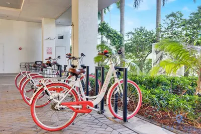 a group of bikes parked next to each other at Amazing Studio Spectacular Amenities Near Beach in Hallandale Beach
