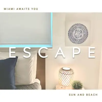 a sign that says espace with a picture of a bedroom at GroveO4 10 min from the Beach in Miami