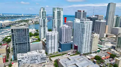 an aerial view of a city with tall buildings at NEW Luxury Downtown Apartment - Gym Pool Workspace in Miami