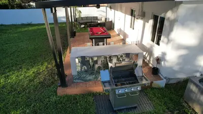 an overhead view of a grill on a patio at Villa Bethesda in Miami