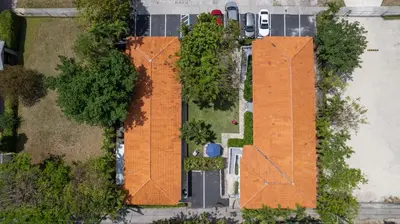 an overhead view of a building with orange roofs at B06 5 min from beach studio Midtown in Miami