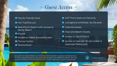 a sign that says guest access at a resort at Deluxe Studio Ocean View Premium Amenities in Sunny Isles Beach