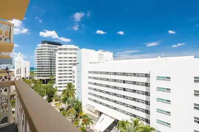 a view from the balcony of a white building at 1101- Luxurious 1BR & 2 Bath with City & Ocean Views in Miami Beach