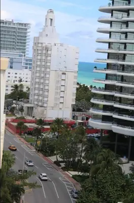 a view of a city with buildings and the ocean at 1402- Oceanfront 1BR & 1 Bath Retreat with Stunning Views in Miami Beach