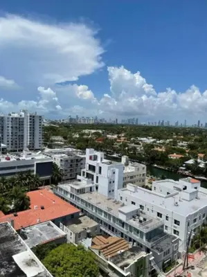 an aerial view of a city with tall buildings at 1505- Downtown Miami Bay View Retreat with 1BR & 1BA in Miami Beach