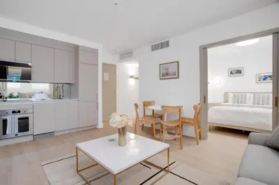 a living room with a kitchen and a bedroom at Vonder Miami Beach - Unit 13 in Miami Beach