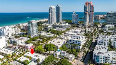 an aerial view of a city with buildings and the ocean at Vonder Miami Beach - Unit 20 in Miami Beach