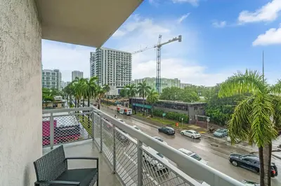 a balcony with a view of a city street at Bright and Airy 2 Bed on Biscayne Blvd with Free Park in Miami