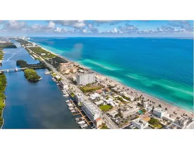 an aerial view of a beach and the ocean at Sunny Serenity Hollywood Studio Getaway in Hollywood