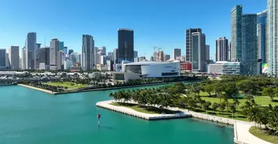 a view of a city skyline with a body of water at Lux 2BR Natiivo Condo With Pool, Spa and Gym Access in Miami