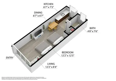 a floor plan of a living room with furniture at Escape 2 Beach, Ocean Dr Deco Apt with 2 Queen beds in Miami Beach