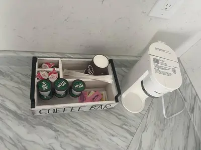 a coffee box in a corner of a bathroom at Hollywood Golden House Modern & luxurious Studio in Hollywood