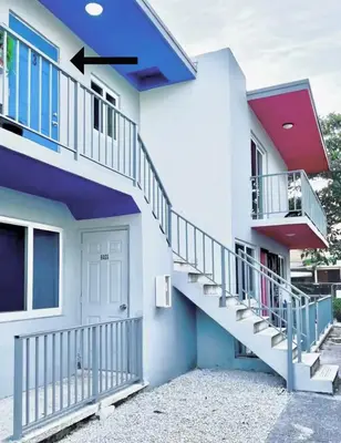 a house with blue and white at Newly Remodeled full Apartment in Miami