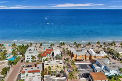 an aerial view of a city and the ocean at Sunset Oceanfront Retreat in Hollywood