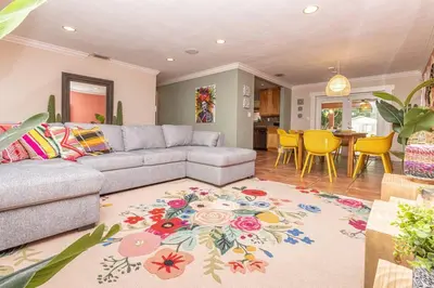 a living room with a couch and a table at Casa Mexican home - Big Pool - Hot Tub - FITS 12 in Miami