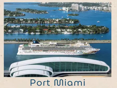 a cruise ship is docked in a harbor at 5 Star Feel in Miami Prime Location in Miami