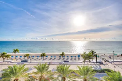 a view of the beach and the ocean at Balcony with Ocean View Fort Lauderdale Oasis! in Fort Lauderdale