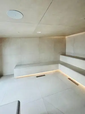 a room with a white floor and a ceiling at 43 Floor Miami 1BD Near Arena in Miami