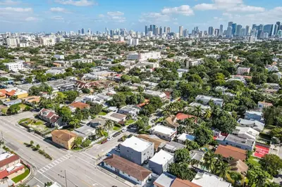 an aerial view of a city with a city skyline at Magical 2 BR Apartment 5 mins to Brickell Best Area in Miami in Miami