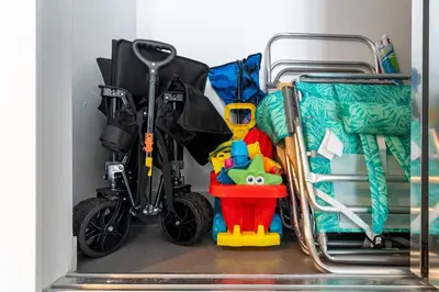 two bikes are parked next to a bed at Welcome to our beach home! in Hollywood