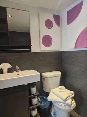 a bathroom with a sink and a toilet at Great 1BedRoom RENOVATED 1 minute from the BEACH in Miami Beach