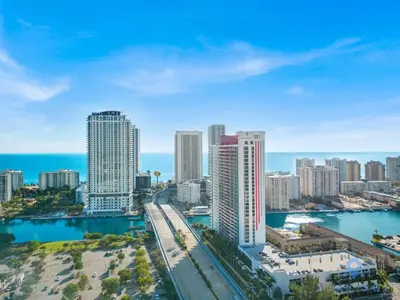 an aerial view of the city of honolulu at Amazing Balcony Near Beach in Hallandale Beach