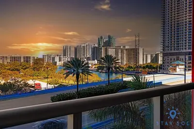 a view of a city from a balcony at Lovely Studio with Amazing Views & Pool in Hallandale Beach