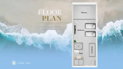 a floor plan of a house by the ocean at Amazing Studio with Balcony & Pool in Hallandale Beach