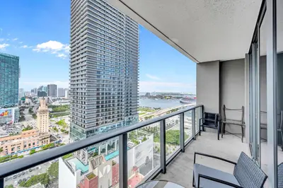 a balcony with a view of a city at Great 3 beds 3 baths Appartment Downtown Miami in Miami