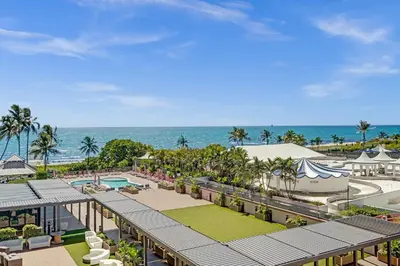 an aerial view of a resort with the ocean in the background at Ocean View Spacious 2 BDR Condo Beach Service 609 in Miami Beach