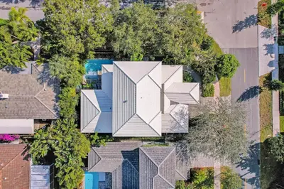 an overhead view of a house with a geometric facade at The Secret Garden - Stunning Luxurious Villa in Fort Lauderdale in Fort Lauderdale