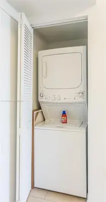 a microwave oven sitting on top of a refrigerator at Modern 1BR w- Kitchen on 30th Floor Epic Views in Hallandale Beach