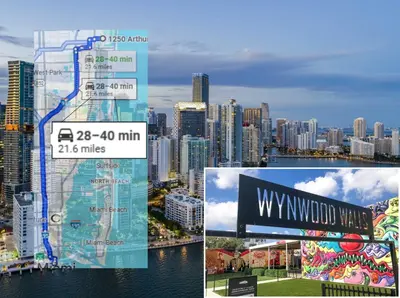 a collage of photos of a city with buildings at Tropical 3BR Escape with Pool, 7 Min Drive to Beach in Hollywood