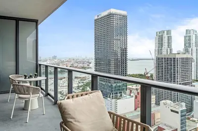 a balcony with a view of a city at RumRunner - Hotel style amenities in the heart of Miami in Miami