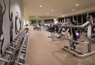 a gym with rows of treadmills and exercise bikes at Magnificent Unit with Priceless Views W Icon in Miami